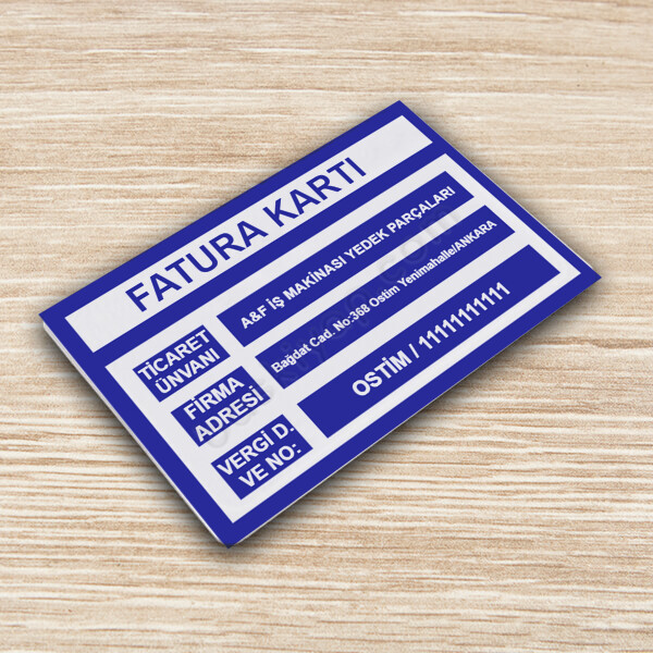 Kendin Tasarla Fatura Kartı