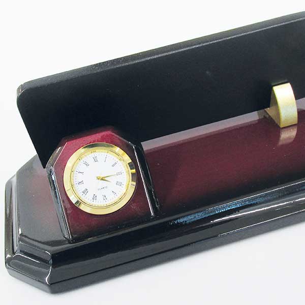 Tek Kalemli Saatli Ahşap Masa İsimliği | Kiraz görsel