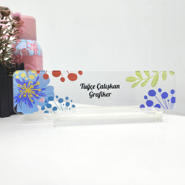 Kişiye Özel Şeffaf Altlıklı Akrilik Masa Üstü İsimlik