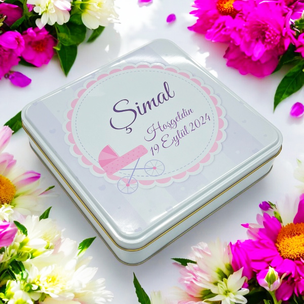 Baskılı Hediye Teneke Kutu 192X192X45 Mm görsel