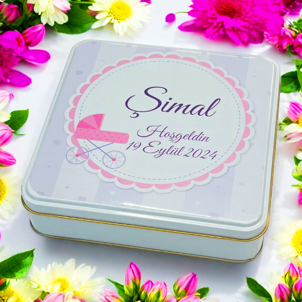 Baskılı Hediye Teneke Kutu 192X192X45 Mm görsel