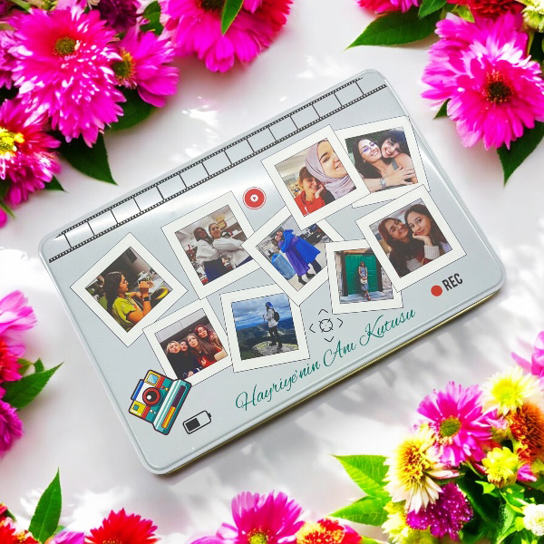 Baskılı Hediye Teneke Kutu Siyah 265X175X45 Mm