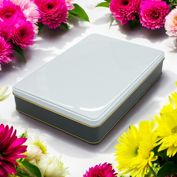 Baskılı Hediye Teneke Kutu Siyah 265X175X45 Mm