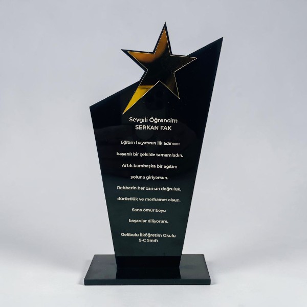 Kişiye Özel Baskılı Siyah Pleksi Plaket