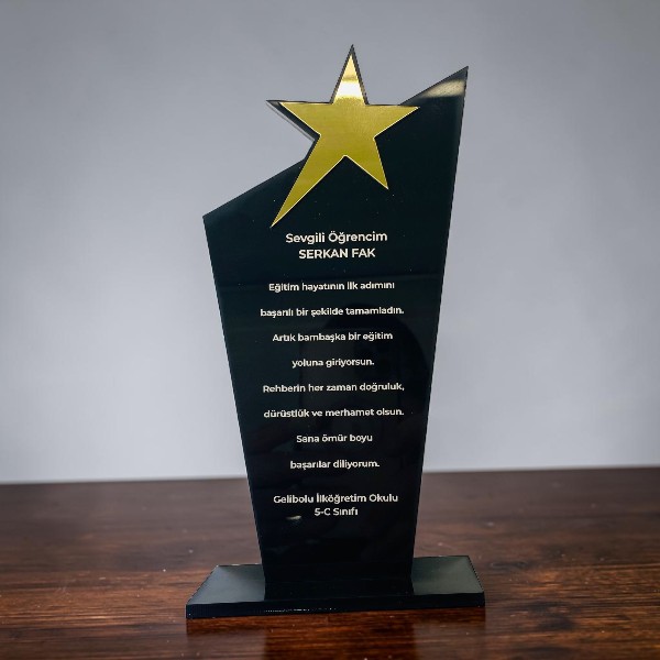 Kişiye Özel Baskılı Siyah Pleksi Plaket