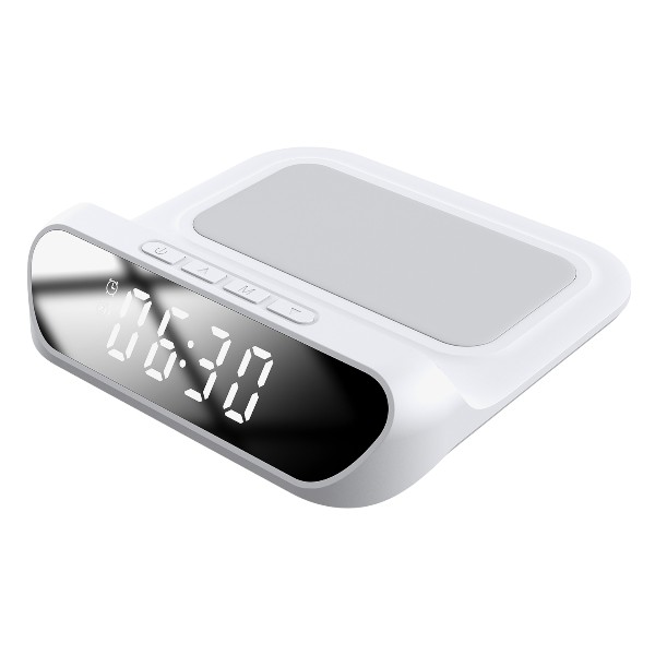 S-Link Sl-Cw18 Beyaz Telefon Uyumlu 15W Lcd Ekran Double Alarmlı Kablosuz Şarj Cihazı görsel