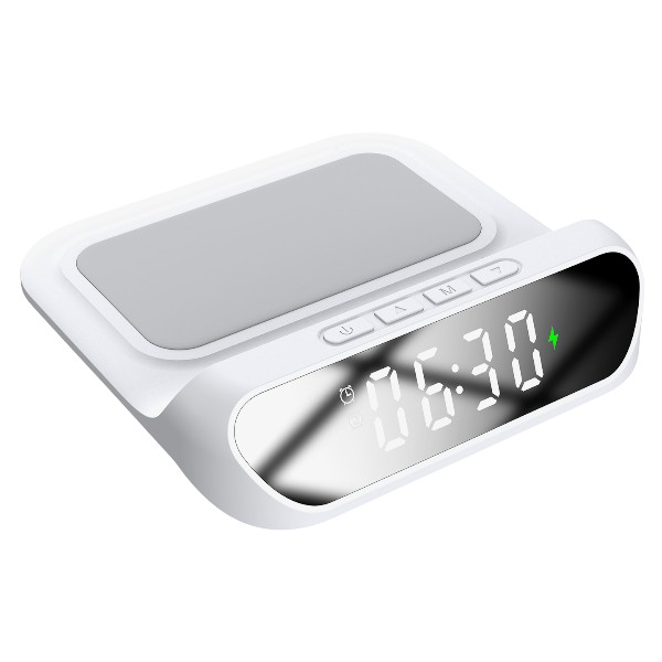 S-Link Sl-Cw18 Beyaz Telefon Uyumlu 15W Lcd Ekran Double Alarmlı Kablosuz Şarj Cihazı görsel