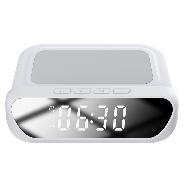 S-Link Sl-Cw18 Beyaz Telefon Uyumlu 15W Lcd Ekran Double Alarmlı Kablosuz Şarj Cihazı görsel