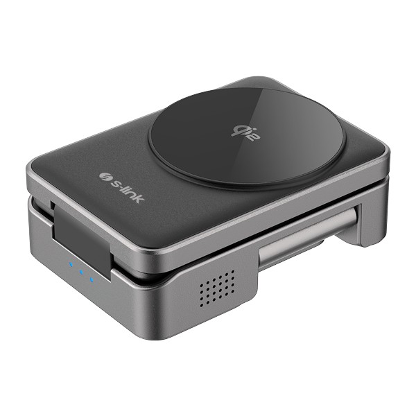 S-Link Sw-Cwf116 Siyah Telefon Kulaklık Akıllı Saat 15W 3 İn 1 Magsafe Qi2 Kablosuz Şarj Cihazı görsel