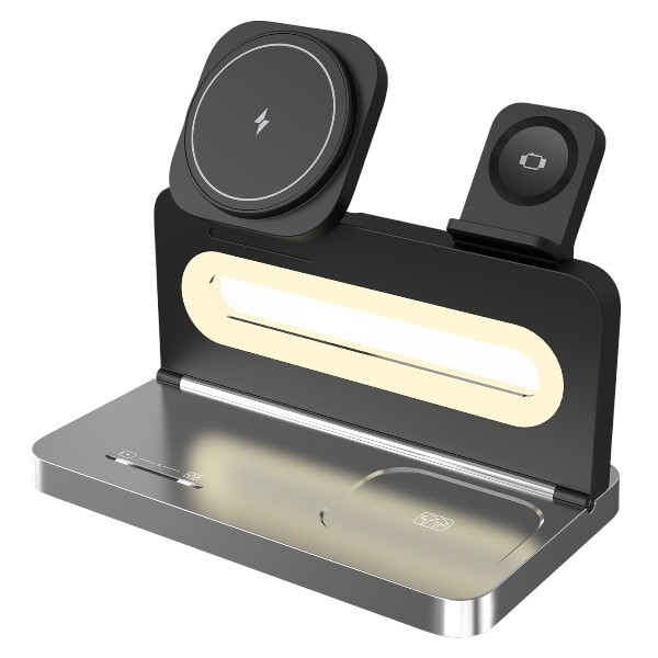 S-Link Sw-Cwf120 Siyah Telefon Kulaklık Akıllı Saat 15W 3 İn 1 Magsafe Kablosuz Şarj Cihazı görsel