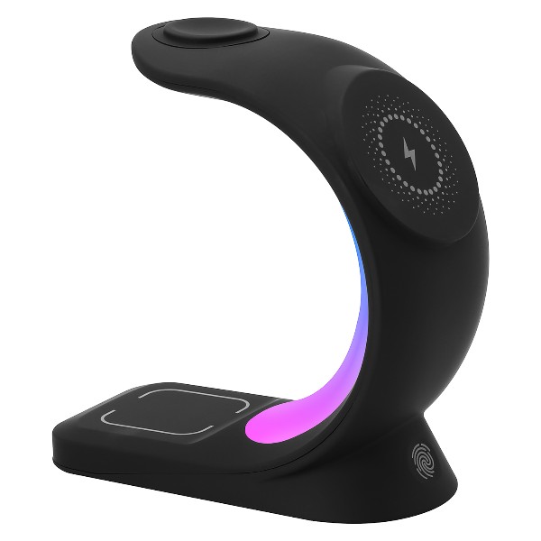 S-Link Sl-Cw20 Siyah Telefon, Saat, Kulaklık Uyumlu 15W Rgb Kablosuz Şarj Cihazı görsel