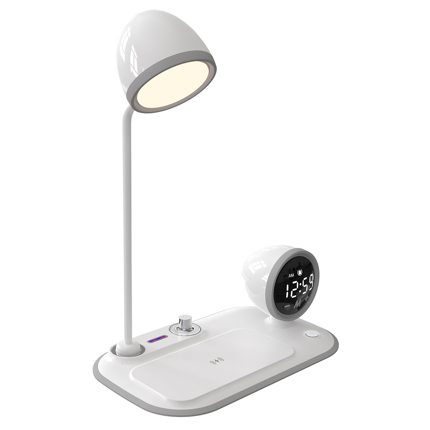 S-Link Sl-Cw21 Beyaz Telefon Uyumlu Fast Şarj 15W Ayarlanabilir Led Işıklı Lcd Ekran Double Alarmlı görsel