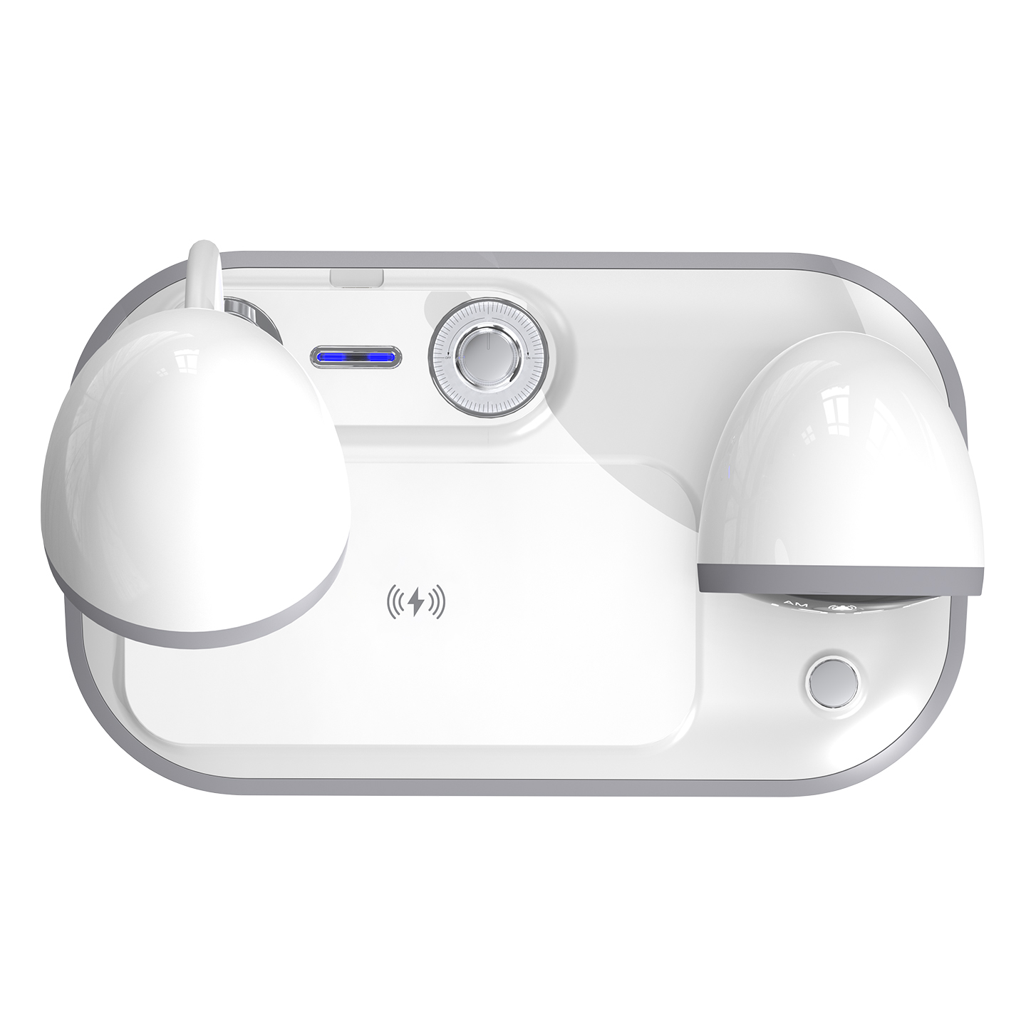 S-Link Sl-Cw21 Beyaz Telefon Uyumlu Fast Şarj 15W Ayarlanabilir Led Işıklı Lcd Ekran Double Alarmlı görsel