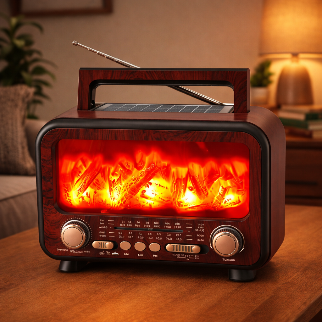 Şömine Efektli Everton Rt-754 Usb Mp3 Çalar Solar Şarjlı Bluetooth Radyo görsel