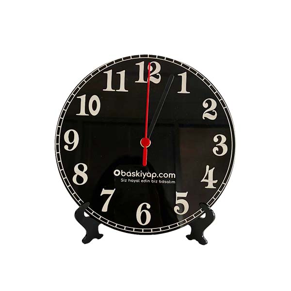Kişiye Özel Baskılı Pleksi Yuvarlak Masa Saati görsel