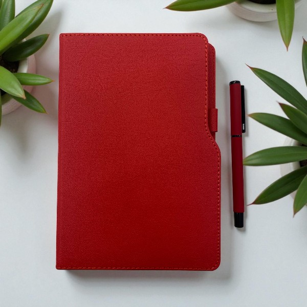 Kişiye Özel Tarihsiz Ajanda Kalem Set - Kırmızı