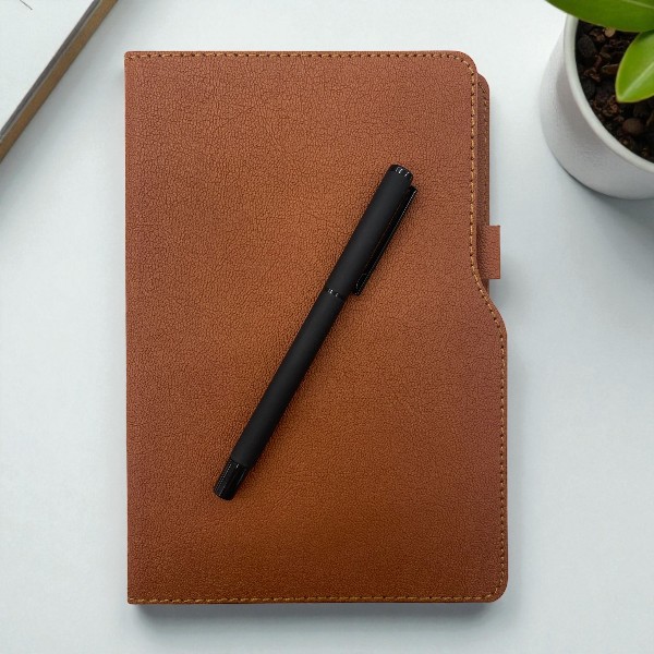 Kişiye Özel Tarihsiz Ajanda Kalem Set - Taba