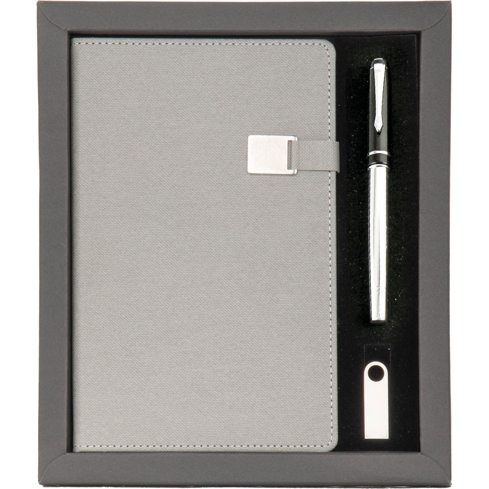 Kişiye Özel Ajanda Kalem Usb Set - Gri görsel