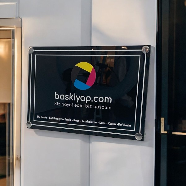 Siyah Pleksi Kapı Ve Duvar Tabelası görsel