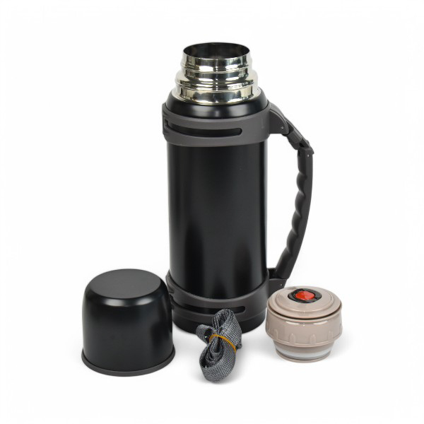 İsim Ve Logo Kazıma Paslanmaz Siyah Çelik Termos Bardak 1300 Ml görsel