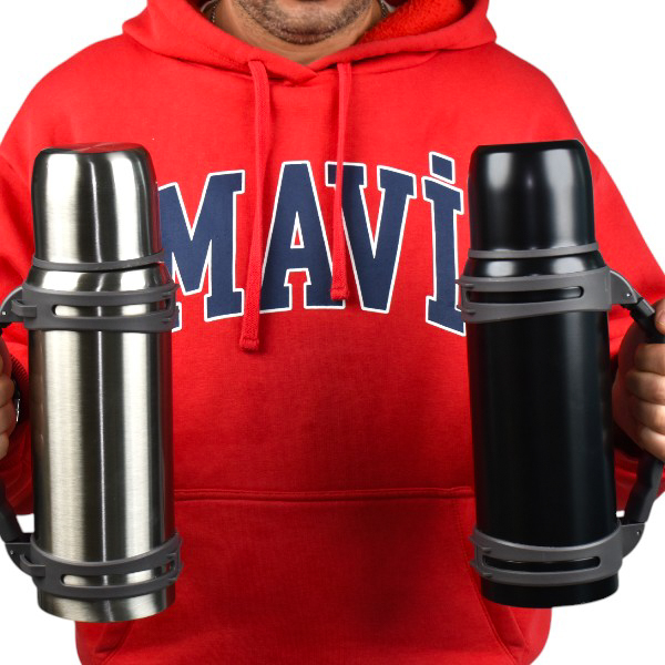 İsim Ve Logo Kazıma Paslanmaz Gümüş Çelik Termos Bardak 1300 Ml görsel