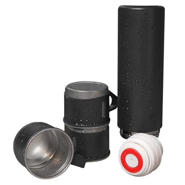 Kişiye Özel Üçlü Siyah Bardak Paslanmaz Çelik Termos Seti görsel