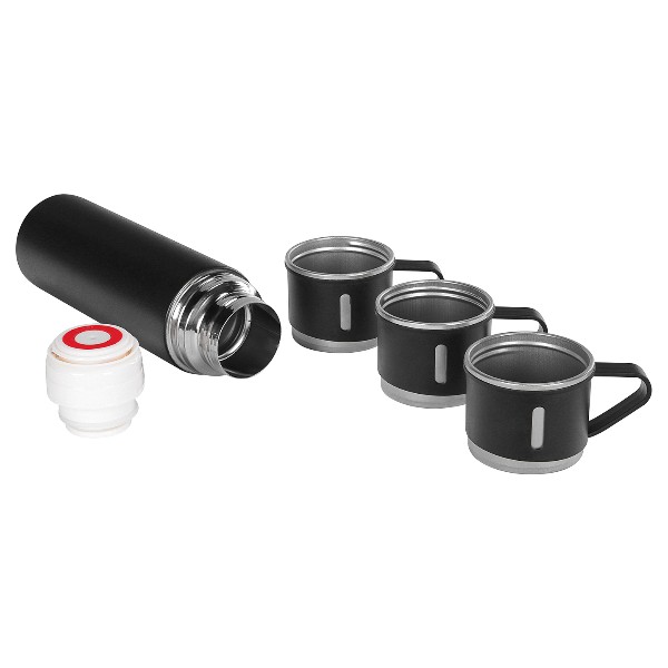 Kişiye Özel Üçlü Siyah Bardak Paslanmaz Çelik Termos Seti görsel