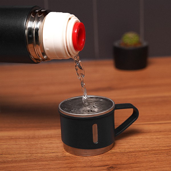 Kişiye Özel Üçlü Siyah Bardak Paslanmaz Çelik Termos Seti görsel