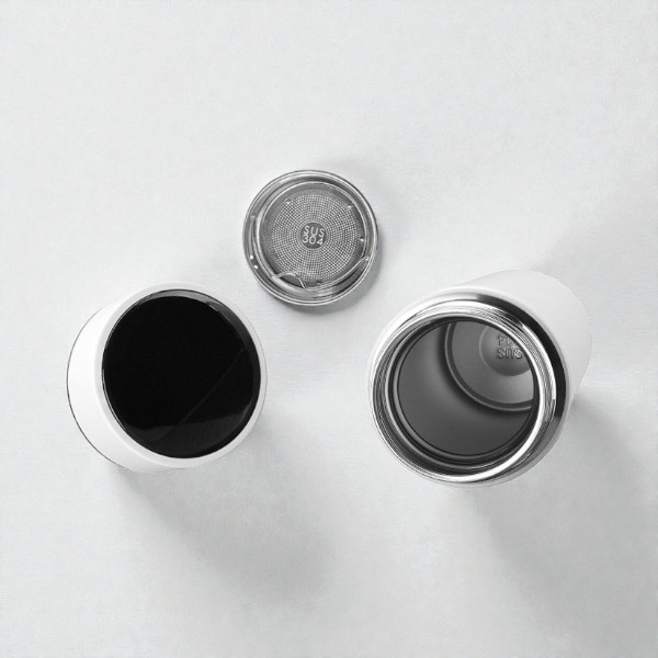 Kişiye Özel Dijital Göstergeli Süzgeçli Beyaz Termos 450Ml