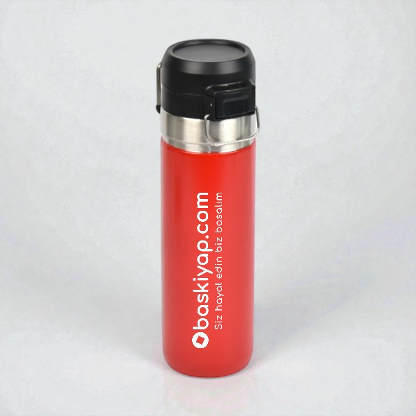 İsme Özel Baskılı Kilitli Kapaklı Termos 700 Ml - Kırmızı görsel