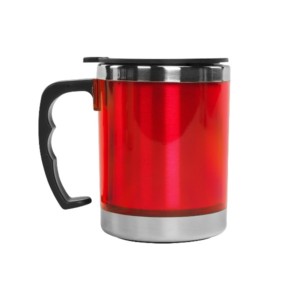 Kulplu Paslanmaz Çelik Termos Kupa 330 Ml – Kırmızı görsel
