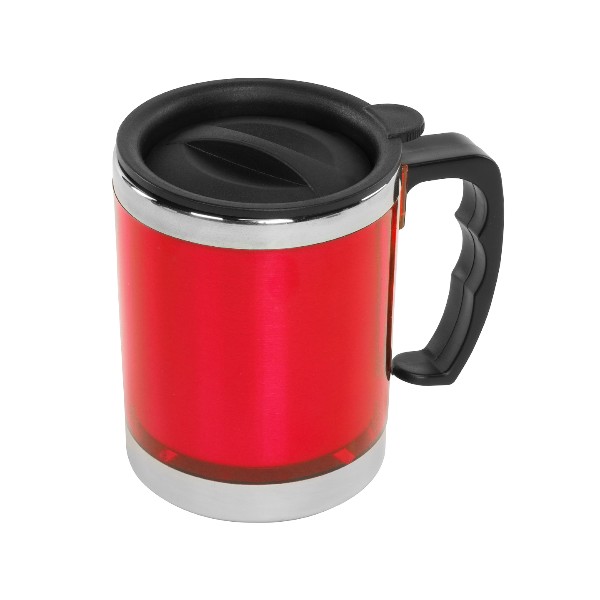 Kulplu Paslanmaz Çelik Termos Kupa 330 Ml – Kırmızı görsel