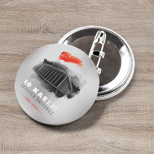 10 Kasım Tasarım 2 Baskılı Buton Rozet online tasarla