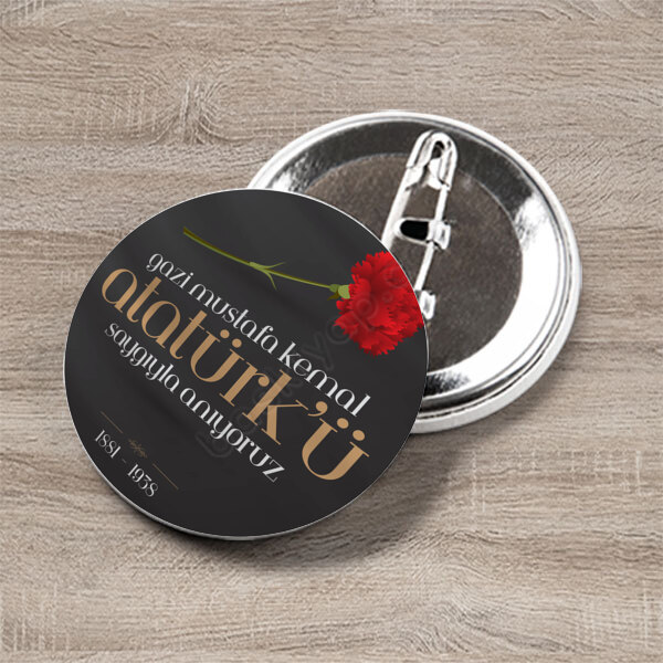 10 Kasım Tasarım 3 Baskılı Buton Rozet online tasarla