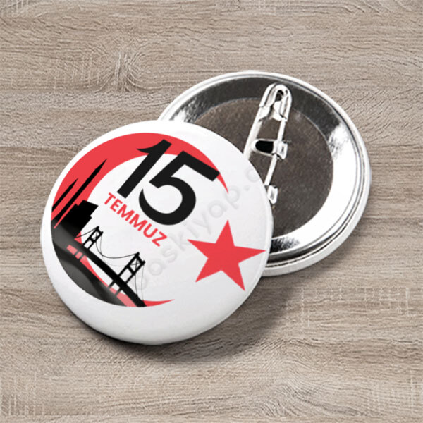 15 Temmuza Özel Buton Rozet - Kendin Tasarla 55 Mm online tasarla