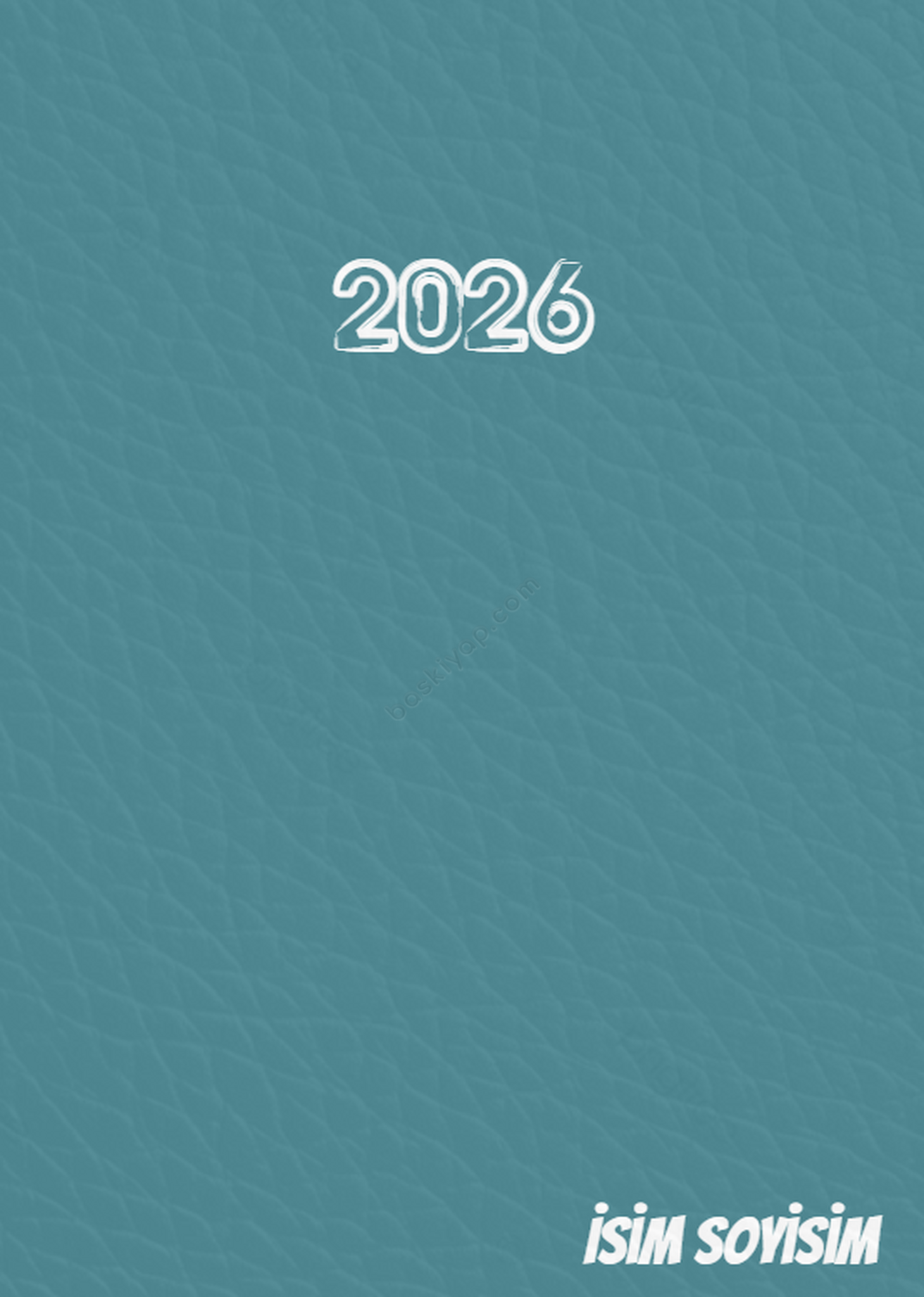 17X24 Tarihli Kişiye Özel Turkuaz Ajanda 2026 online tasarla