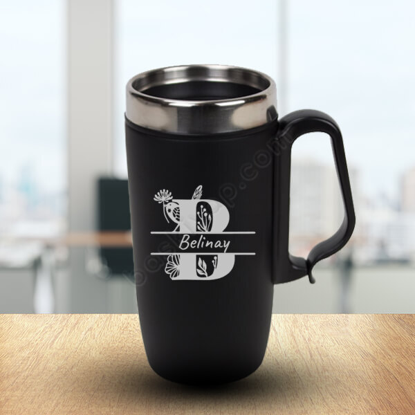 Çiçekli B Harfli Mat Çelik Termos Bardak online tasarla