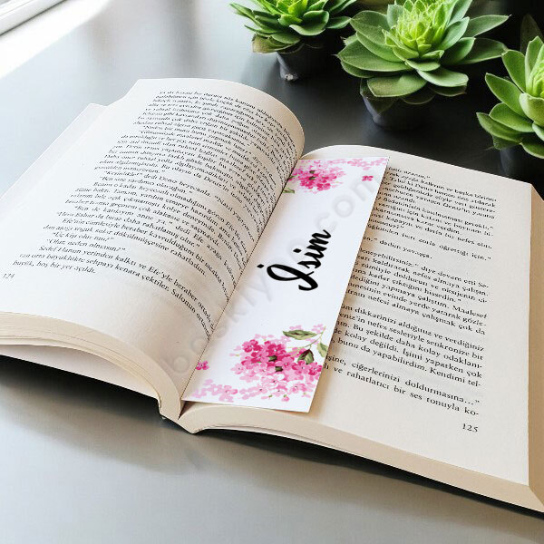 Çiçekli İsime Özel Kitap Ayracı Tasarımı online tasarla