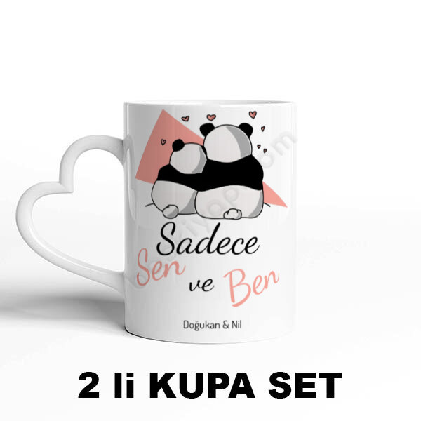 Sevgililer Gününe Özel Kalpli Kupa Set online tasarla