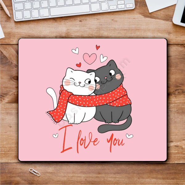 Sevimli Kediler Tasarımlı Sevgililer Günü Mouse Pad'i online tasarla