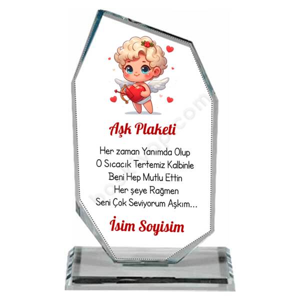 Sevgililer Gününe Özel Cam Kristal Plaket Tasarımı-3 online tasarla