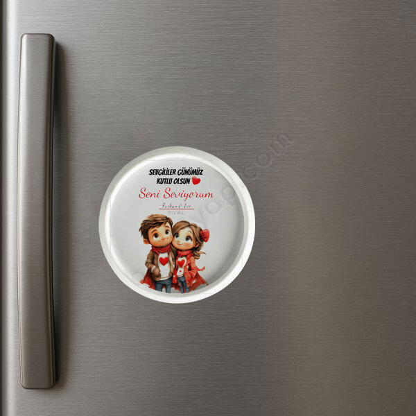 Sevgililer Gününe Özel Çerçeveli Daire Magnet-2 online tasarla