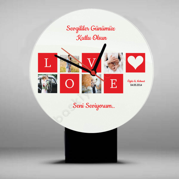 Fotoğraf Baskılı Sevgililer Günü Masa Saati online tasarla
