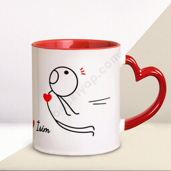 Mıknatıs Kalp Sevgililer Günü Kalp Kulplu Kupa online tasarla