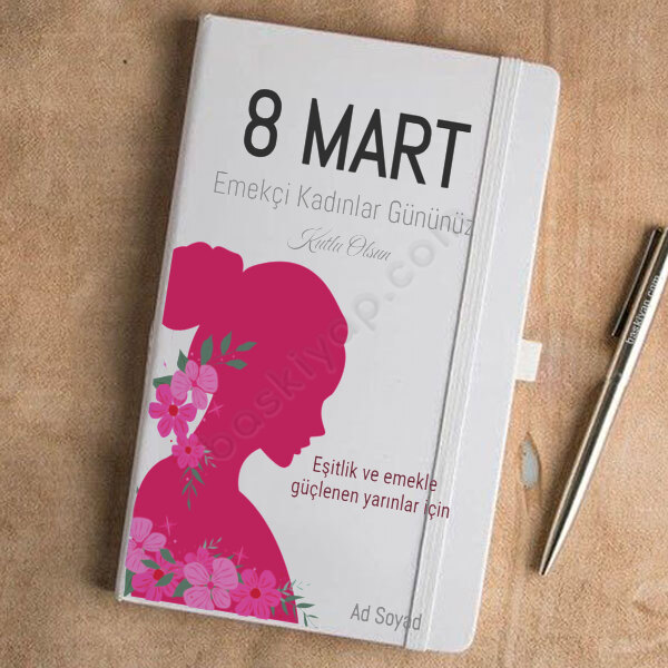 Kadınlar Gününe Özel Beyaz Ajanda Tasarımı online tasarla