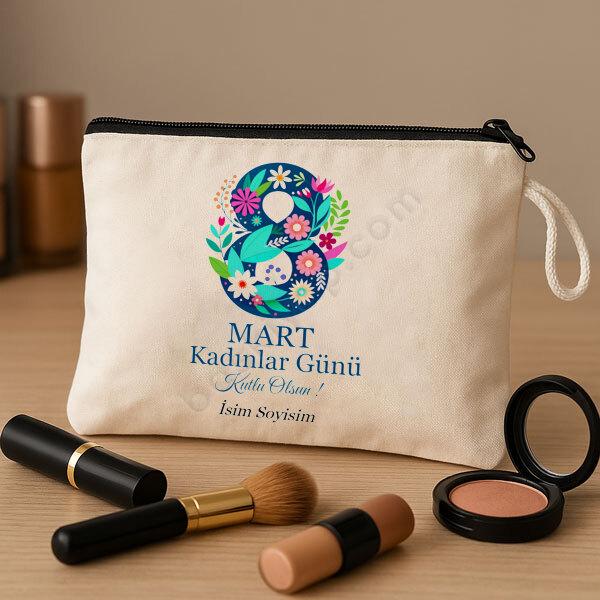 Kadınlar Gününe Özel Baskılı Makyaj Çantası - 2 online tasarla