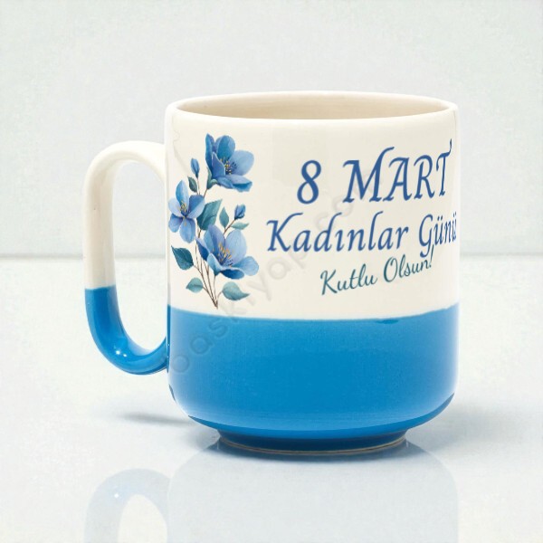 Kadınlar Gününe Özel Modern Dip Mavi Kupa online tasarla
