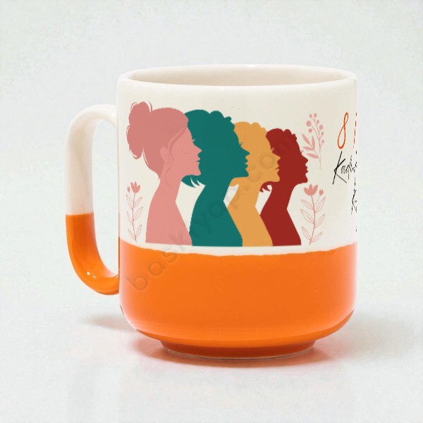 Kadınlar Gününe Özel Modern Dip Turuncu Kupa online tasarla