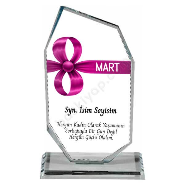 8 Mart Kadınlar Gününe Özel Cam Plaket online tasarla