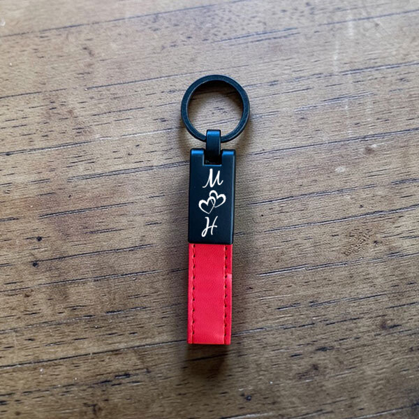 Kişiye Özel Lazer Kazıma Deri Kırmızı Anahtarlık Kendin Tasarla | 16409 online tasarla